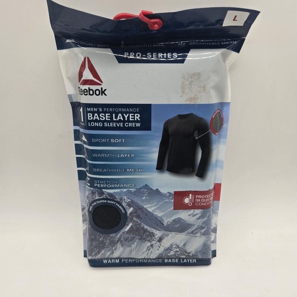 Reebok Men's Performance Base Layer Long Sleeve Crew Shirt. New